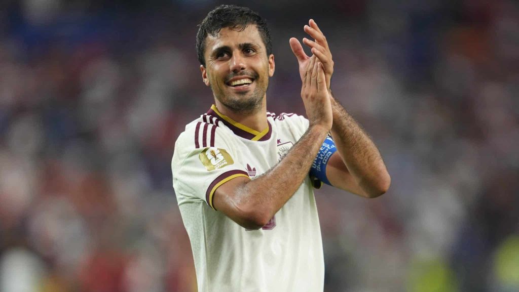 Rodri em ação pela Espanha na Copa do Mundo de 2026
